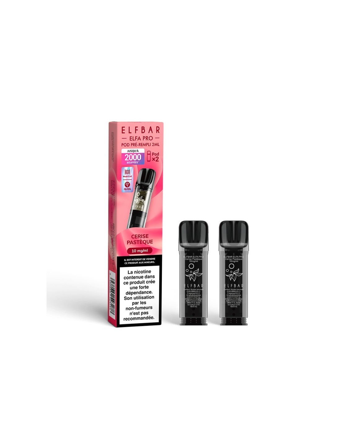 pack de 2 cartouches pods elfa pro 2ml 10mg elfbar Cartouche Elfa Pro de Elfbar - Lot de 2 cartouches, saveur au choix
